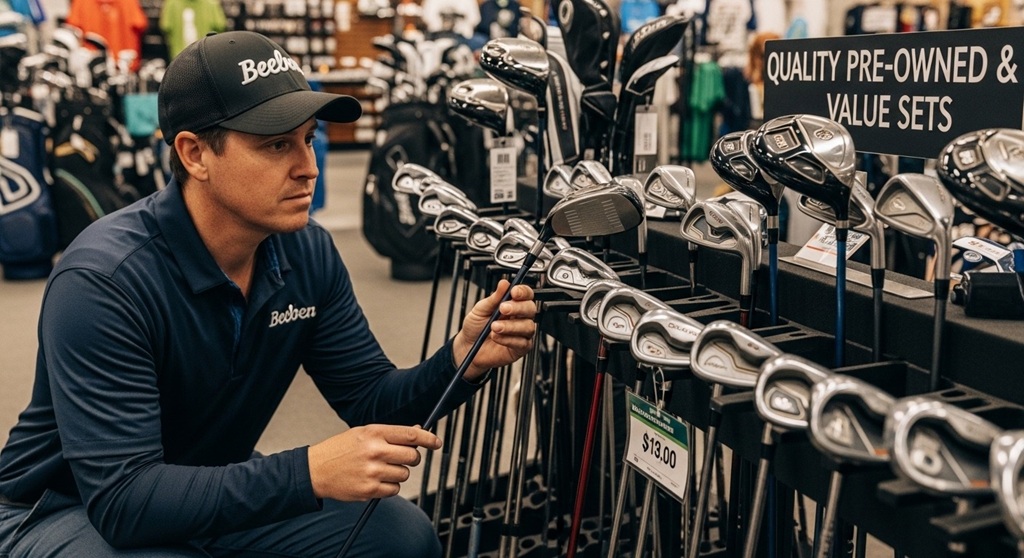 Comparison of value golf clubs and premium golf irons side by side